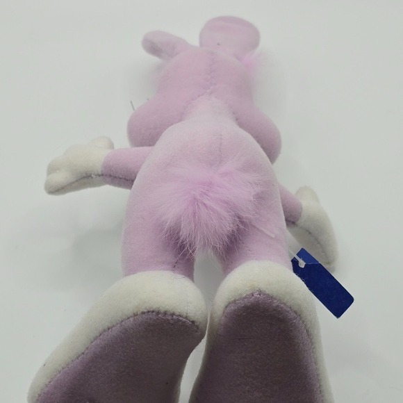 Vintage Posable Purple Bunny Plush Figure‎ with Whiskers Handmade Easter Décor - Picture 7 of 9